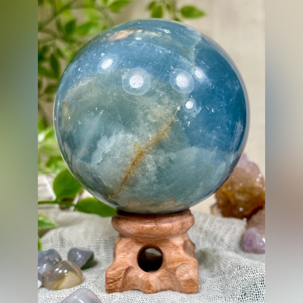 2460 Blue Onyx Crystal Sphere - Picture 8 of 12